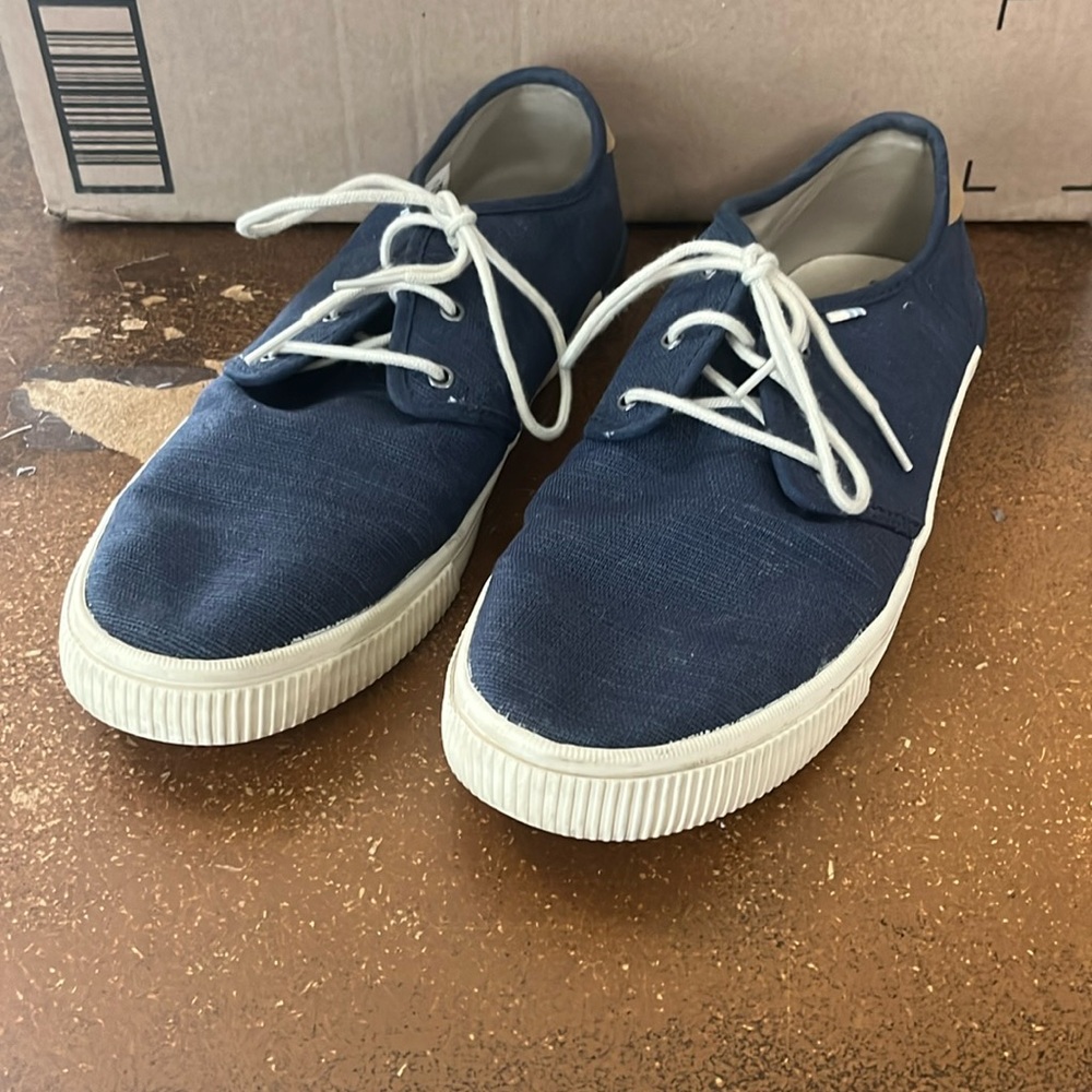 Toms Shoes Paseo Casual Sneakers Blue‎ navy Canvas Lace Up men’s size 9